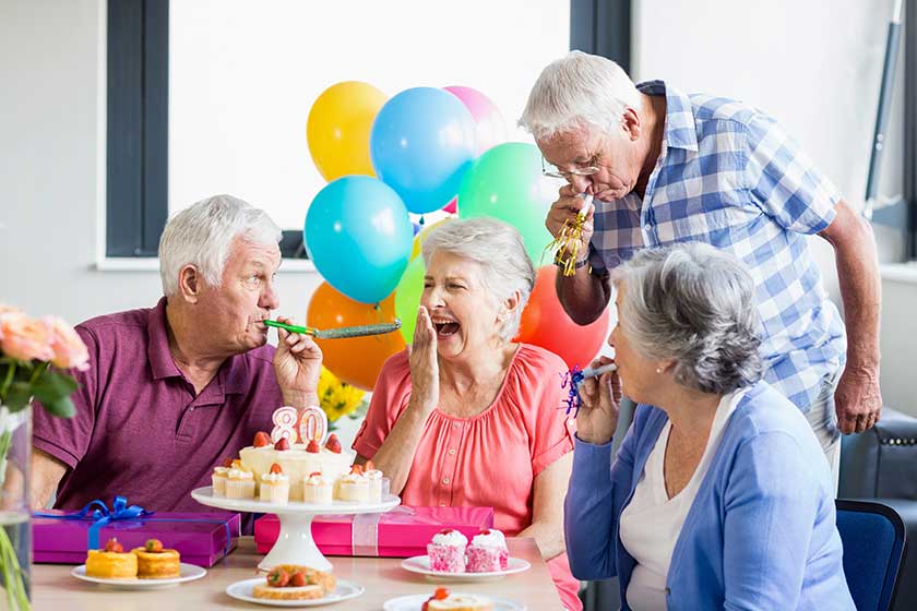 Seniors celebrating a birthday